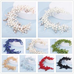 Bijoux de cheveux de mariage 12 couleurs argent fait à la main mariage mariée luxe rouge bleu strass perles diadèmes mariée bandeau cheveux accessoires pour femmes 230809