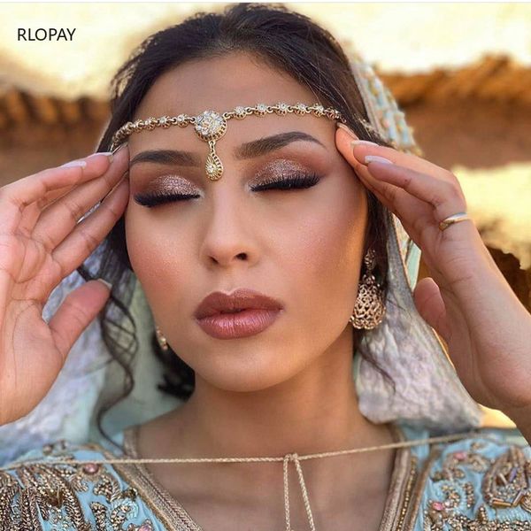 Bijoux de cheveux de mariage algériens, couvre-chef Antique en cristaux, couvre-chef de mariée, accessoires chics marocains, chaîne ethnique 230909
