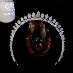 Bijoux de cheveux de mariage Asnora Diadema New Tiara 3a Cumbic Zirconia Bridal Silver Color Lalten Couronne Accessoires de cheveux de mariage