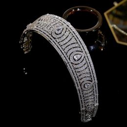 Bijoux de cheveux de mariage Asnora européenne classique cubique zircone diadème princesse royale casque diadèmes de mariée et couronnes accessoires 23011 Dhzzv