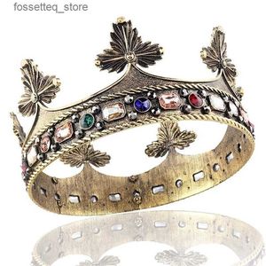 Bijoux de cheveux de mariage baroque champagne cristal complet rond rond noirs big tiaras royal king hommes couronnes garçons