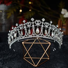 Bruiloft haar sieraden barokke kristal parel bruids tiaras diana kroon optocht diadeem diadeem hoofdband accessoires tiara de noiva 230508