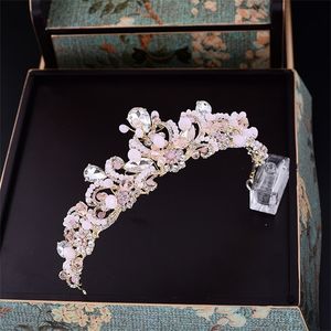 Bijoux de cheveux de mariage Baroque fait à la main perles de cristal rose diadèmes de mariée couronne accessoires de cheveux de mariage vintage couronnes pageant diadème de bal 220831