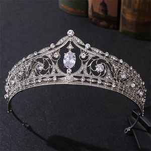 Bruiloft haar sieraden barokke luxe geometrische bruids tiaras kubieke zirconia kroon kristal optocht diadeem hoofdband accessoires 220831