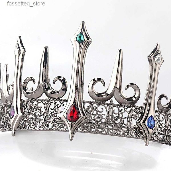 Joyas para el cabello de boda Barroque Cristal vintage Big Tiaras Black Crowns Royal King Crown for Men redonde