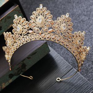 Bijoux de cheveux de mariage Baroque Vintage couleur or Champagne strass diadèmes de mariée couronne accessoires de cheveux de mariage cristal diadèmes de concours reine diadème 231121