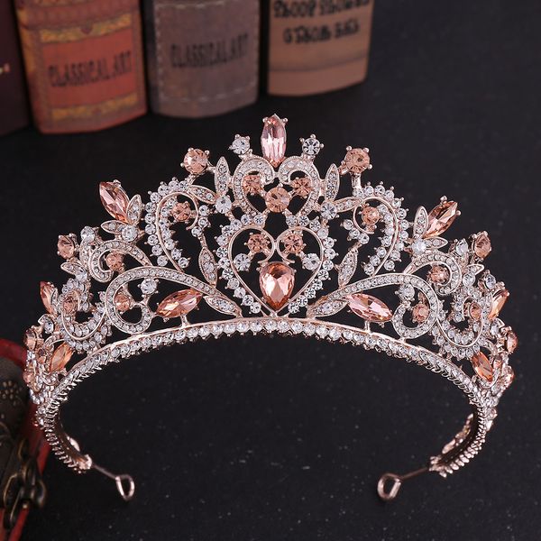 Bijoux de cheveux de mariage baroque vintage rose or pêche coeur cristal brisé ciaras couronnes concours diadème voile maaddane accessoires 230112