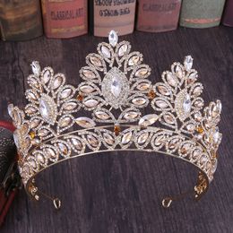 Bruiloft haar sieraden grote barokke kristal tiaras kroon voor bruid accessoires hoofddeksels prinses optheant couronne mariage forseven 230112