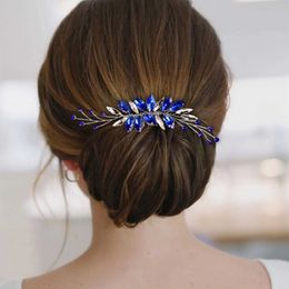 Hair de mariage bijoux bleu Crystal Hair peig en verre exerce épingle à cheveux mariée