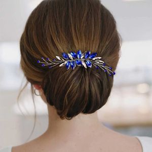 Hair de mariage bijoux bleu Crystal Hair peig en verre exerce épingle à cheveux mariée