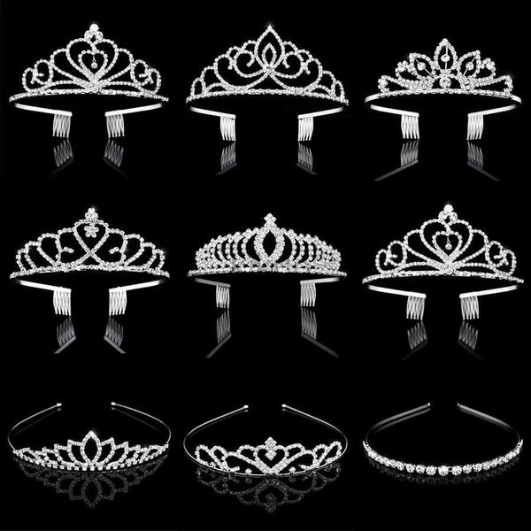 Bijoux de cheveux de mariage Crystal Crystal Rinestone Perle Tiaras and Crowns Bandband Kid Flower Girls Bridesmaid Wedding Hair Accessorialies Hair Bijoux D240425