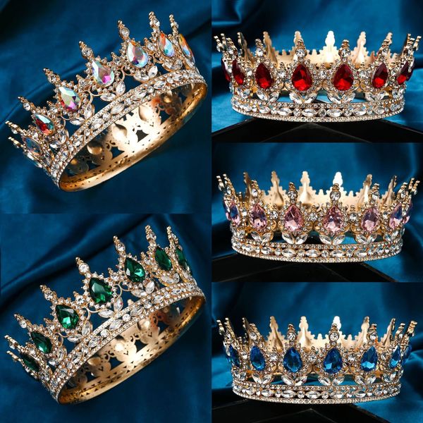 Bijoux de cheveux de mariage mariée européenne princesse diadème ronde baroque reconstitution historique couronnes cristal pleine couronne roi 230809