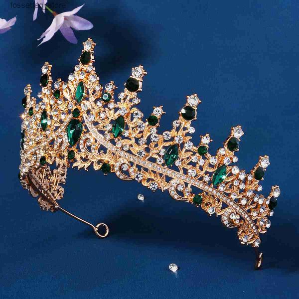 Bijoux de cheveux de mariage Bridal Hairpin Headpice accessoires avec une couleur de la couronne de diamant complète Robe de strass Cérémonie adulte Vintage L240402