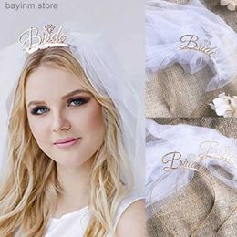 Bijoux de poils de mariage Veil Bridal Bandeau Bachelorette Party Bridal Wedding Veil Short Bride Band Band Crown Tiaras Mariage pour la mariée