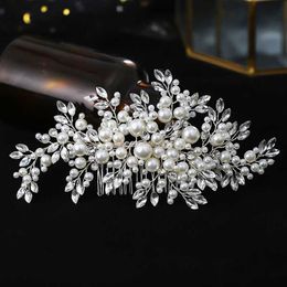 Bijoux de cheveux Bride Pearl Coie Peigne Headwear Silver Silver Rimestone Headwress Crystal Hair Accessoires Bridesmaid Jewelry Party Gift Woman