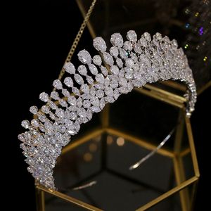 Bruiloft haar sieraden bruid tiara kristallen hoofdtooi accessoires volledige zirkoon kronen hoofdband voor vrouwen 230112