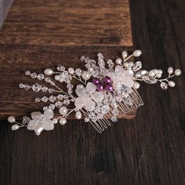 Hair de mariage bijoux mariée blanche fleur de cheveux peigne luxe à la main les cheveux en cristal ornement de mariage coiffeur perle coiffeur femme accessoires bijoux