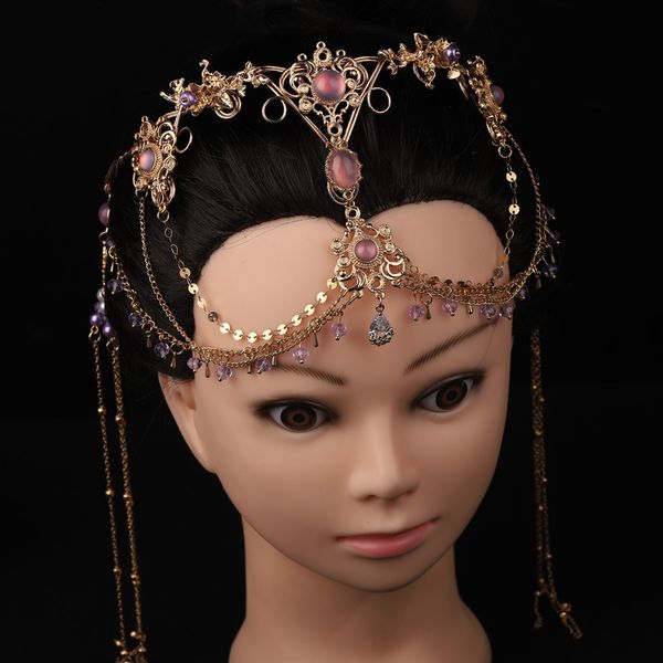 Joyas para el cabello de boda China Hanfu Beads Tassel Foread Diarea para el cabello Mujeres Bandas de cabello India Accesorios para el cabello Bridal Joyería Tiara Tiara 230815