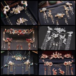 Bruiloft haar sieraden Chinese olieverf bruids hoofd slijtage retro pak draak en Phoenix Crown Princess Wedding Tiara 230112