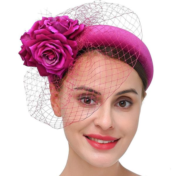 Bijoux de cheveux de mariage Cocktail Fascinators Bandeau Tea Party Chapeaux pour femmes Voile de mariage royal Flower Fascinators Accessoires pour cheveux Princess Hair Band 230727