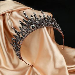 Joyería para el cabello de boda Coronas para mujeres Chicas góticas negras Vintage Barroco Reina Tiara Pageant Prom Tocados 230909