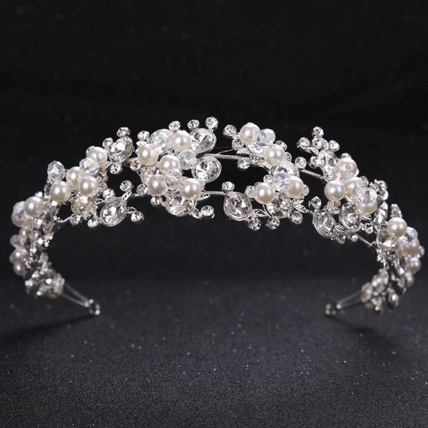 Joyería para el cabello de la boda Tiaras y coronas de flores rojas de cristal Diademas Perlas Novia Tocado Reina Diadema Corona nupcial Prom 230809