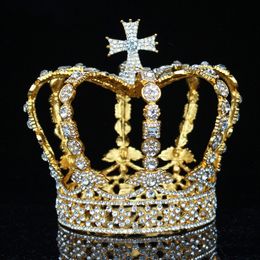 Bruiloft Haarsieraden Kristal Vintage Koninklijke Koningin Koning Tiara's en Kronen Mannen/Vrouwen Optocht Prom Diadeem Haarversieringen Bruiloft Haarsieraden Accessoires 230918