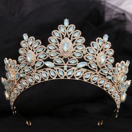Bijoux de cheveux de mariage diezi 12 couleurs baroque princesse opale cristal diadème couronne élégante reine des accessoires de robe de fête 230909