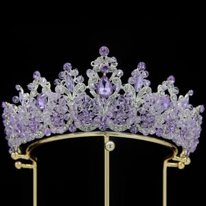 Bijoux de cheveux de mariage DIEZI Baroque fait à la main violet cristal couronne diadème pour les femmes fête élégant luxe robe de mariée accessoires 230809