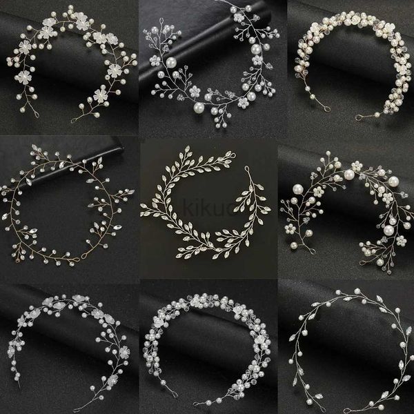 Bijoux de cheveux de mariage diezi femme élégante accessoires de cheveux Bridal Band Band Crystal Pearl Hairband Head Ornement Medames New Hair Bijoux pour le mariage D240425