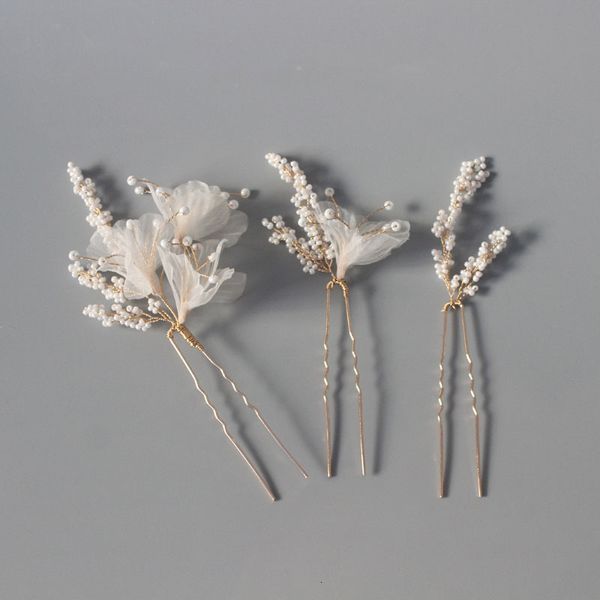 Bijoux De Cheveux De Mariage Tissu Floral Épingles À Cheveux De Mariée Clips Or Couleur Perles De Mariage Cheveux Pièces Femmes Accessoires À La Main 230614