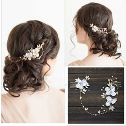 Bijoux de cheveux de mariage fleur de poils perle peigne époux de cheveux perle golden Hairpin Fashion Girls Tiaras Elegant Prom Wedding Hair Accessoires de bijoux