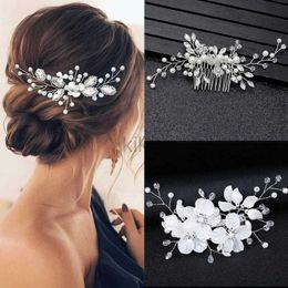 Bruiloft haar sieraden voor vrouwen bruiloft haar kammen haaraccessoires zilveren kleur parel rhinestone accessoires sieraden bruids headpiece haar geschenk d240425