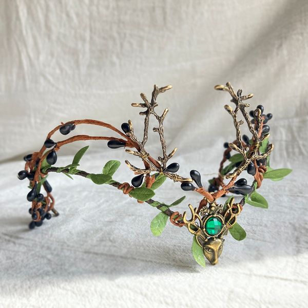 Bijoux de cheveux de mariage feuilles de forêt bois diadème elfe casque elfique couronne de fée elfique avec Branches front 230909