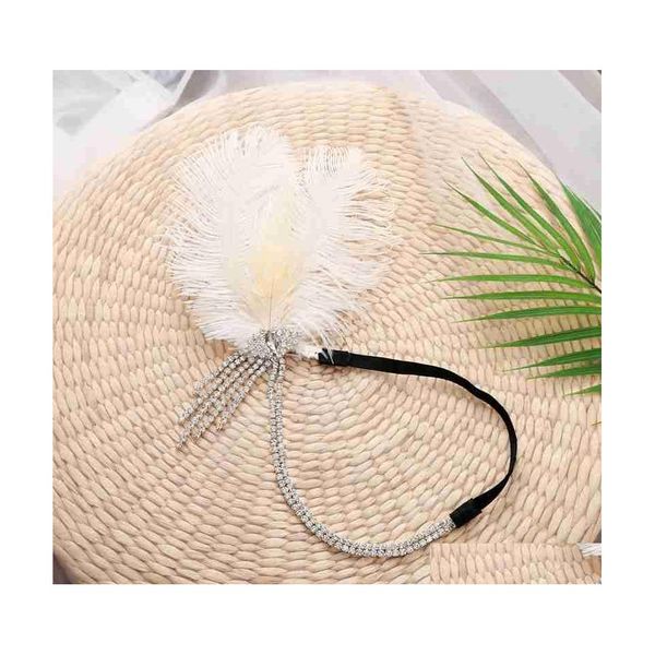 Bijoux de cheveux de mariage Gatsby mariée plume bandeau indien bohème couvre-chef coiffure femmes filles enfants livraison directe Dhrys