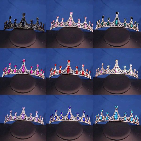 Bijoux de cheveux de mariage couleurs d'or Crim Crim Crown Girls Small Tiaras Headress Prom Baby Blue Diadem pour robe de mariée bijoux accessoires de mariée D240425