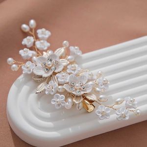 Bruiloft haar sieraden handgemaakte parel haarclip polymeer klei bloem haarpin voor vrouwen bruiloft feestje feest barettes bruids marrige haar sieraden geschenken