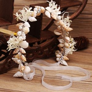 Bijoux de cheveux de mariage Highgrade Handmade Pearl Conch Big Hoop SEA SEA SEATH Shell Crown Brides Headress Beach Accessories 230307