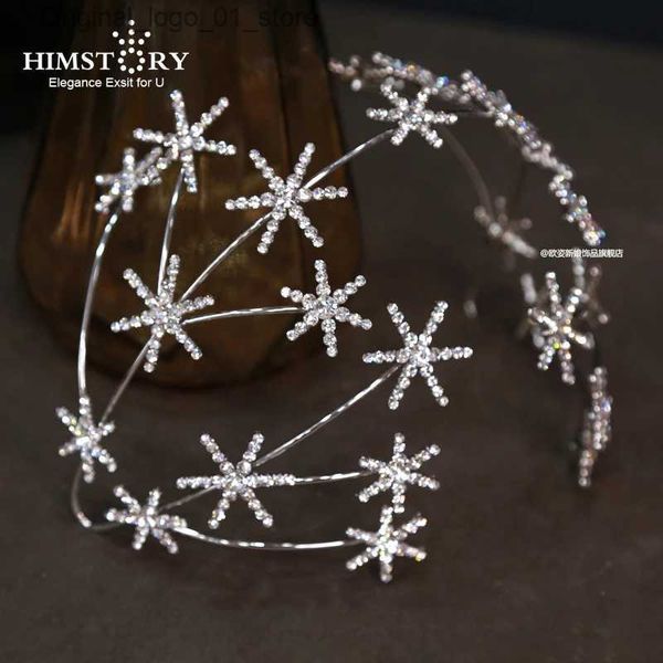Bijoux de cheveux de mariage Himstory Snowflake Girl Hairband Star Star Bandband Hair Femme Bridal Wedding Tiara Accessories Crown Crown Head Jewelries Q231223