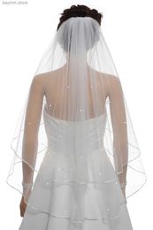 Bijoux de cheveux de mariage Style de mode à chaud 2t 2 Tier 1/8 Ribbon Edge Center Breded Bridal Veil