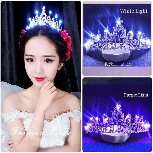 Bijoux de cheveux de mariage LED lumière mariée diadème accessoires de cheveux mariage couronne lumineuse filles fête bal ornements de cheveux accessoire casque 230630