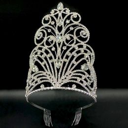 Wedding Haar sieraden LEvery Large Tall Bridal Tiara Crown Beauty Pageant Hair Accessories 230816
