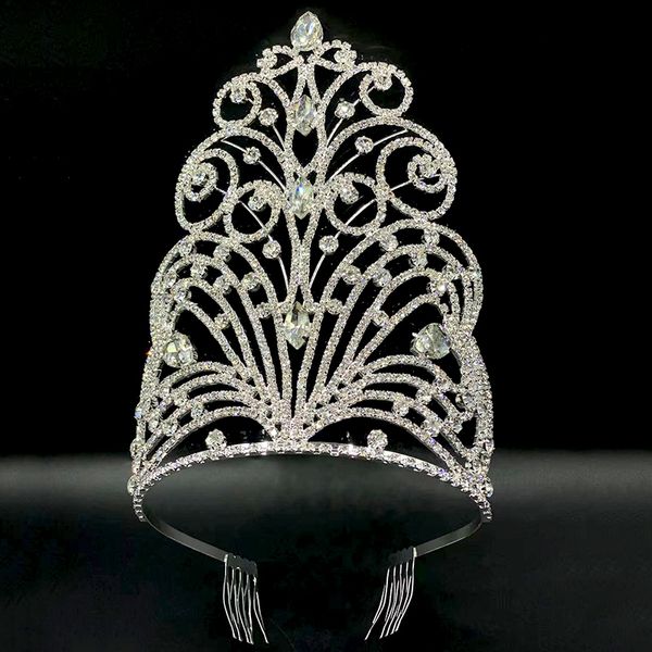 Joyas para el cabello de boda Levery grande Tiara de nupcial Tiara Crown Beauty Pageant Accesorios para el cabello 230816