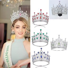 Joyas para el cabello de boda Levery Miss International Queen Barroque Crown Zircon Big Crown para Miss Pageant 230816