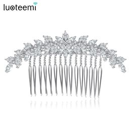 Bruiloft Haarsieraden LUOTEEMI Bloem Kubieke Zirkonia Haarkam Vintage Stijl Elegante Dames CZ Bruid Bruiloft Haaraccessoires Verlovingsceremonie Cadeau 231128