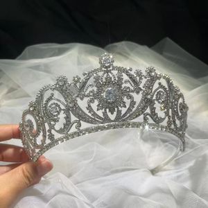 Joyería para el cabello de la boda de lujo AAA Cubic Zircon Tiara Crystal nupcial corona diadema velo Tiaras accesorios tocado 230112
