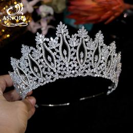 Joyería para el cabello de boda de lujo grande AAA Zirconia corona nupcial Tiaras accesorios para el cabello joyería de mujer tocado de boda diadema barroca corona de reina 231121