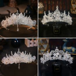 Bruiloft haar sieraden luxe bruids kronen vrouwen tiaras parel kristallen optocht diadeem voor bruid hoofdband bruiloft haaraccessoires hoofdtooi 230815