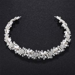 Bijoux de cheveux de mariage luxe cristal clair perles de vigne de mariée accessoires casque femmes Pageant couronne bandeaux 220831