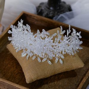 Bijoux de cheveux de mariage couronne de luxe diadème en cristal blanc bandeaux faits à la main couronnes de perles ornement accessoires de robe de mariée 230508